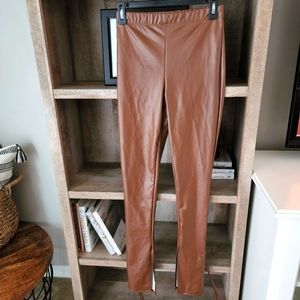 Brown faux leather pant